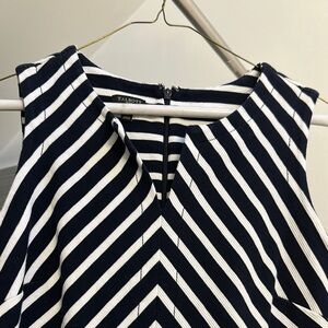 Talbots Navy and White Chevron Dress. Good condition.